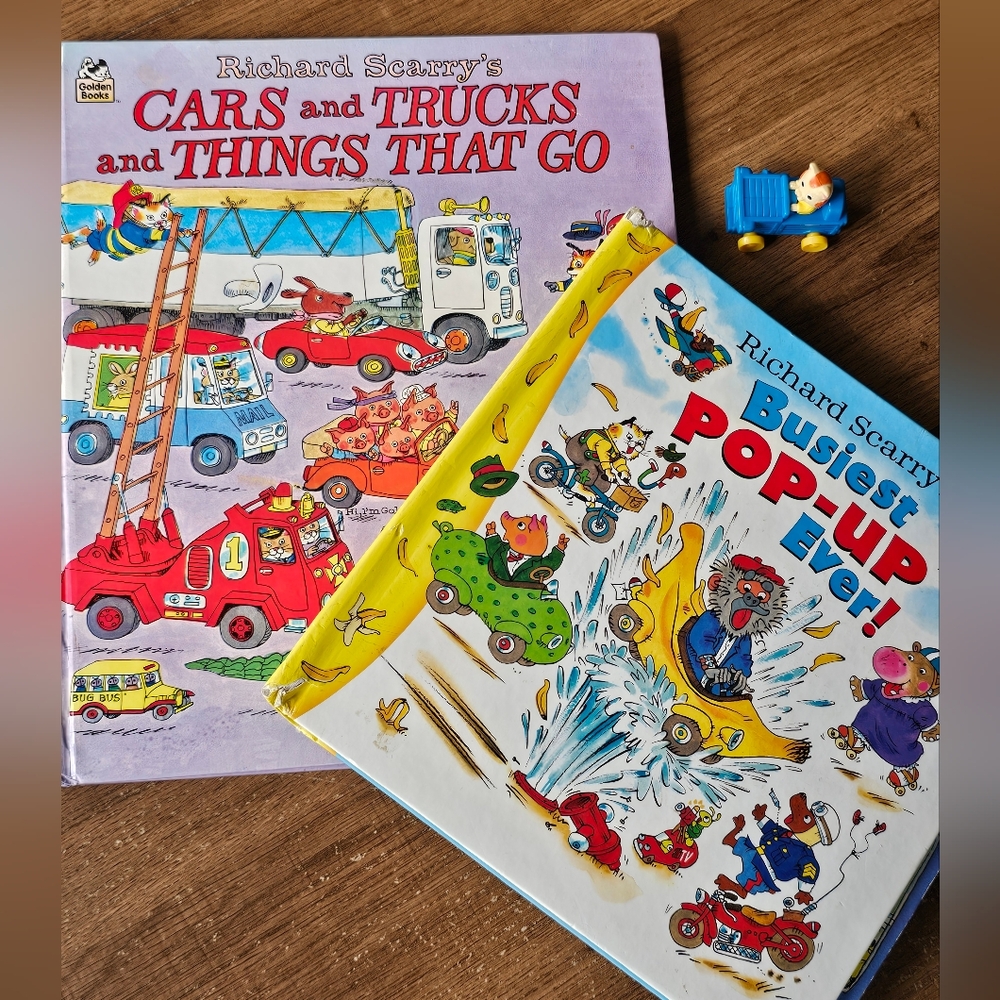 Richard Scary's Busiest Pop-Up‎ Book 70s Car And Trucks Book Toy Lot Vtg Rare
